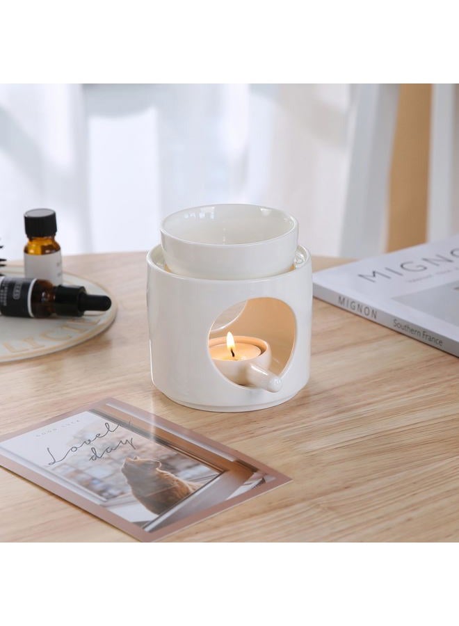 Auxmeware Essential Oil Burner for Scented Oil, Oil Warmer, Tealight Wax Melt Warmer, Candle Diffuser, Tea Light Holder, White - Image 4