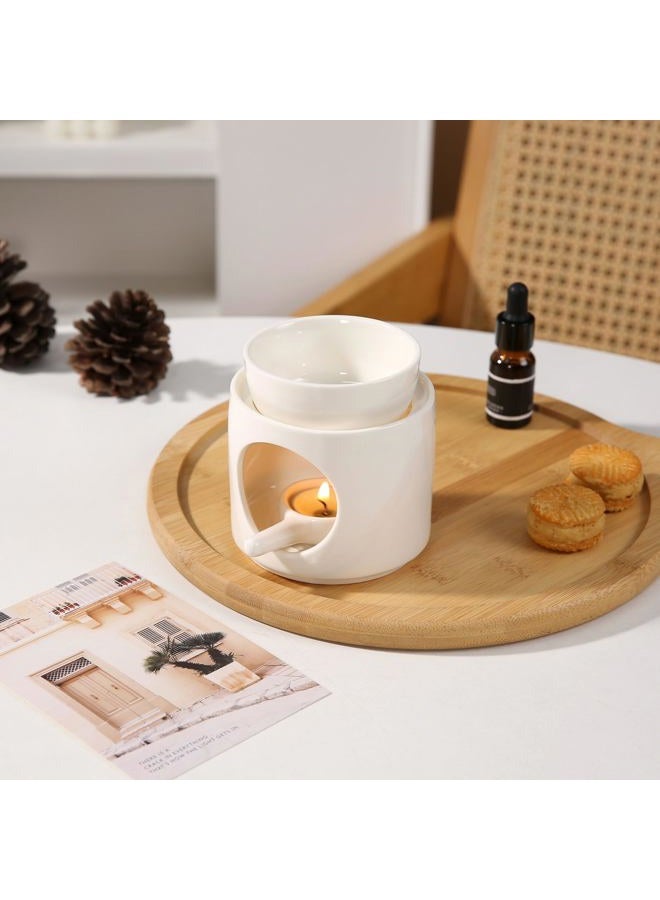 Auxmeware Essential Oil Burner for Scented Oil, Oil Warmer, Tealight Wax Melt Warmer, Candle Diffuser, Tea Light Holder, White - Image 2