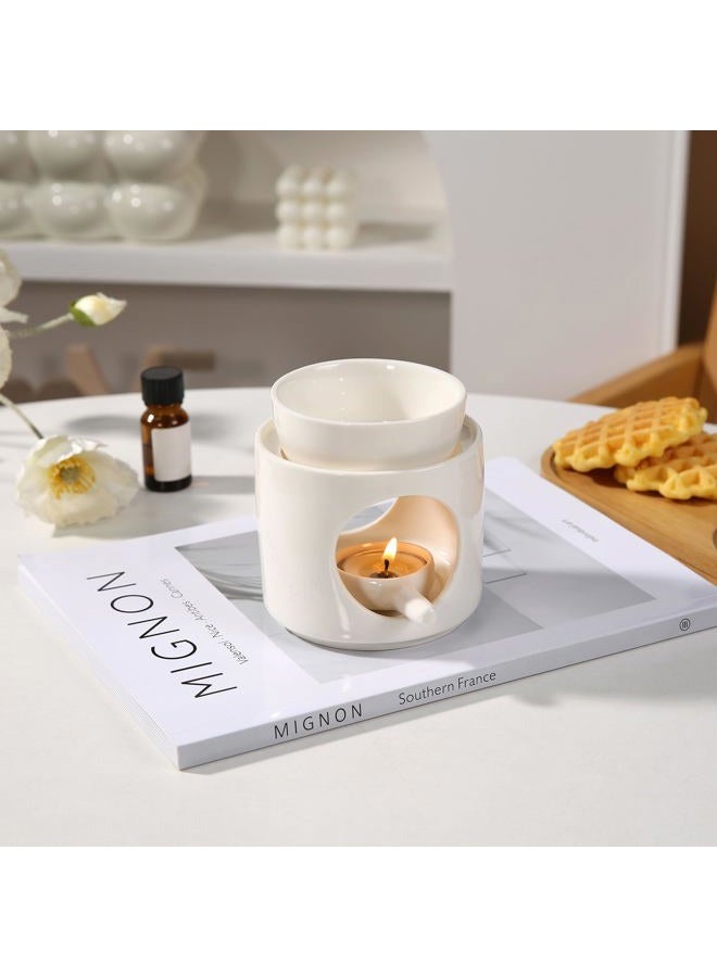 Auxmeware Essential Oil Burner for Scented Oil, Oil Warmer, Tealight Wax Melt Warmer, Candle Diffuser, Tea Light Holder, White - Image 3