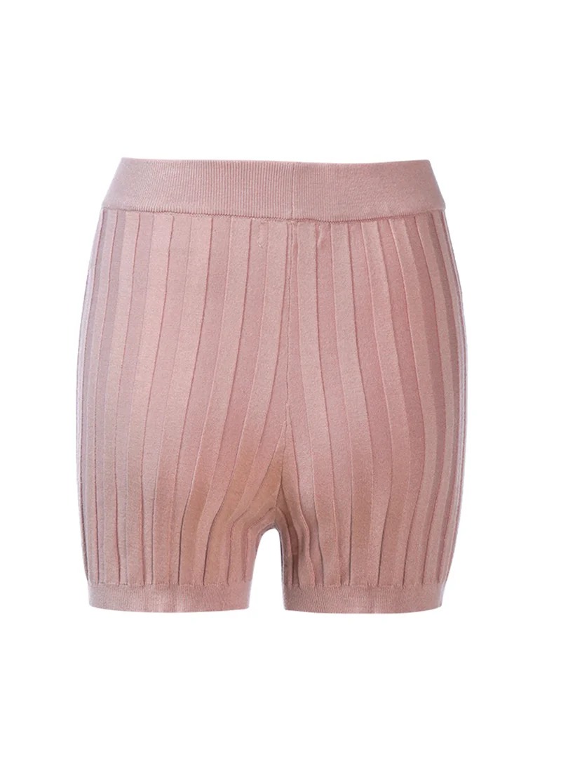 London Rag Solid Rib Knit Shorts in Mocha