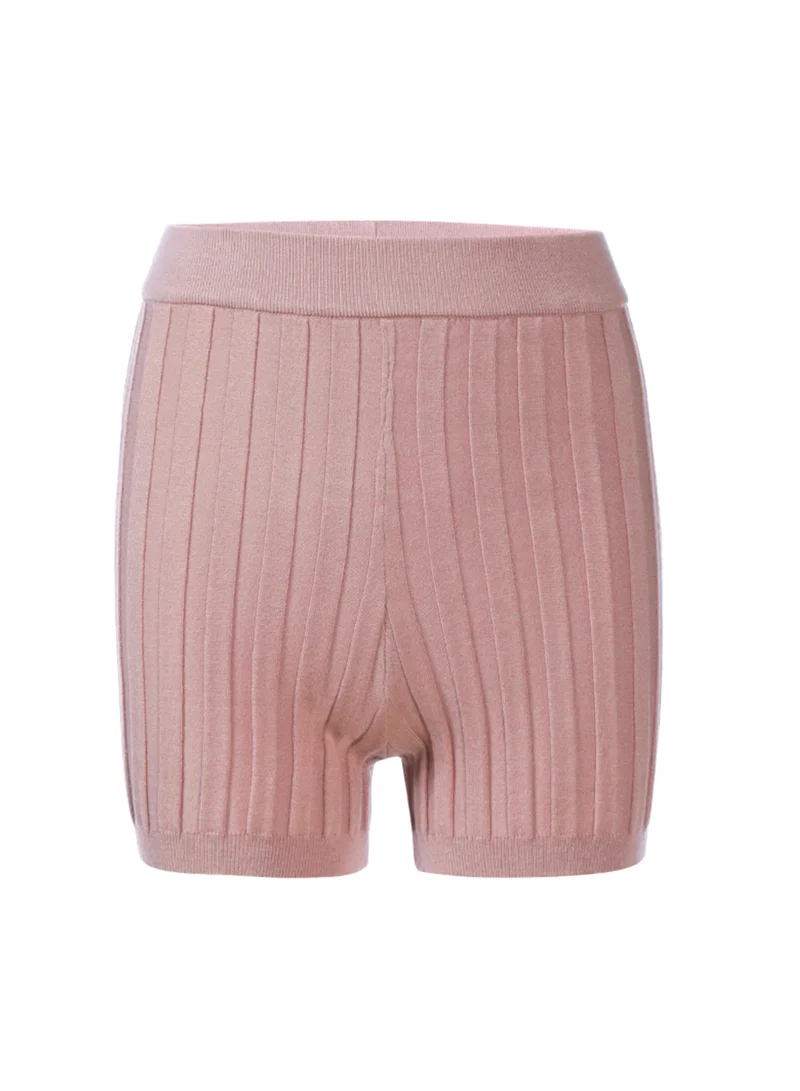 London Rag Solid Rib Knit Shorts in Mocha