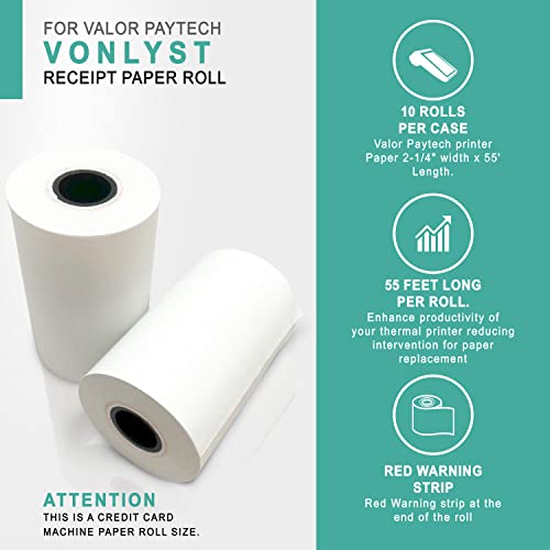 Vonlyst Receipt Paper Roll for Valor Paytech VL 110 and VL 500 Credit Card Machine (10 Rolls) - Image 4