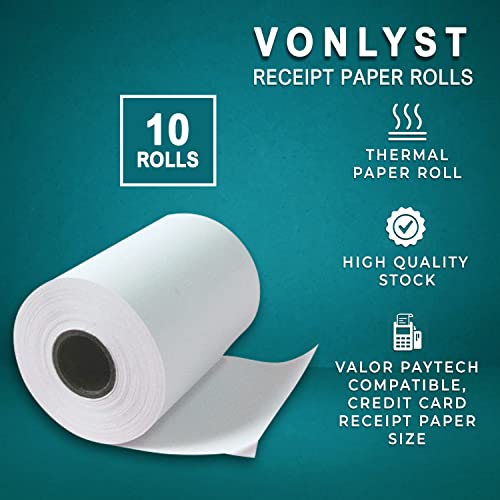 Vonlyst Receipt Paper Roll for Valor Paytech VL 110 and VL 500 Credit Card Machine (10 Rolls) - Image 5