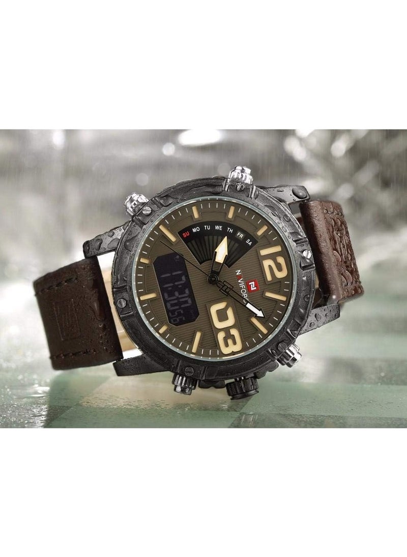 NAVIFORCE NAVIFORCE Watches for Men-Water Resistant Analog-Digital Leather Watch NF9095  - Image 4