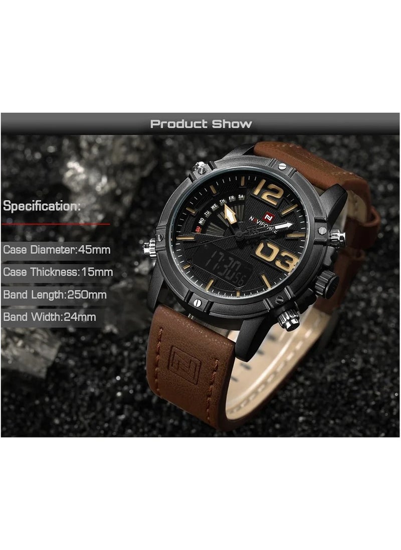 NAVIFORCE NAVIFORCE Watches for Men-Water Resistant Analog-Digital Leather Watch NF9095  - Image 3