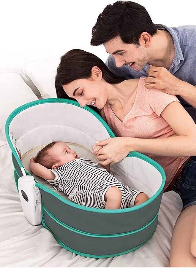 Arabest - Removable Seat Adjustable Canopy Rocker Bassinet Napper With Musical Vibration - Image 1