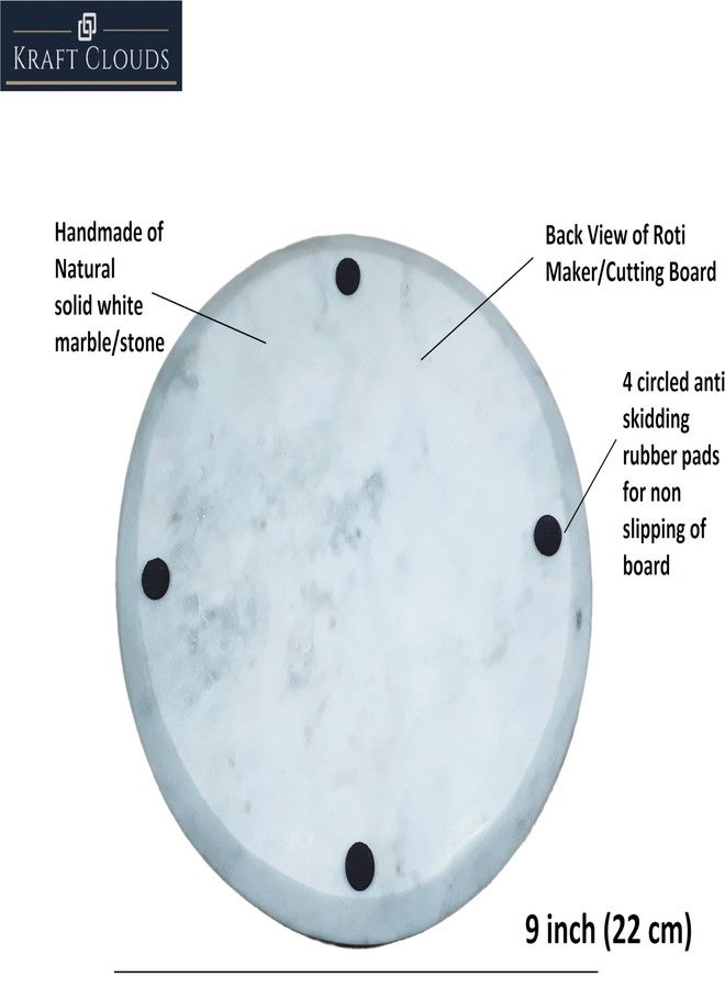 KRAFT CLOUDS White Marble Roti Maker | Stone Chapati/Phulka/Papad Maker | Chakla for Home & Kitchen Use | 9 Inch Size Rolling Board - Image 3