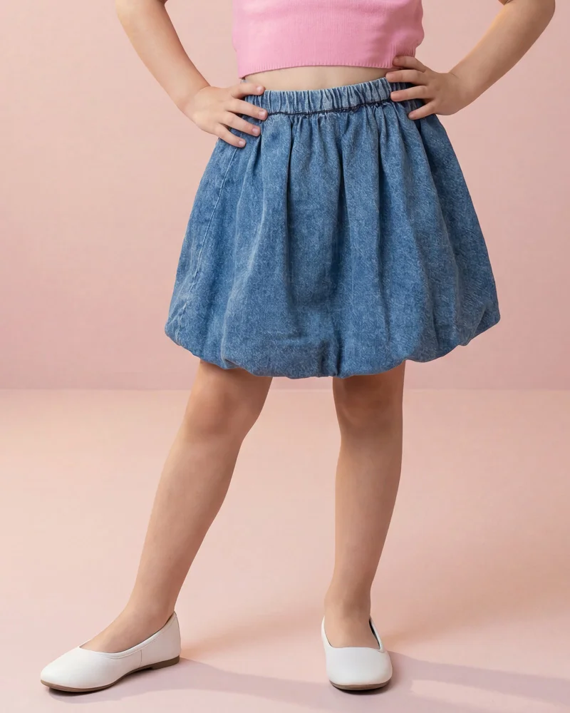 REDTAG Girls Blue Flared Skirt