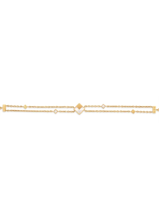 غاي لاروش Lea Gold-Plated Bracelet with Logo Motifs & Mother of Pearl