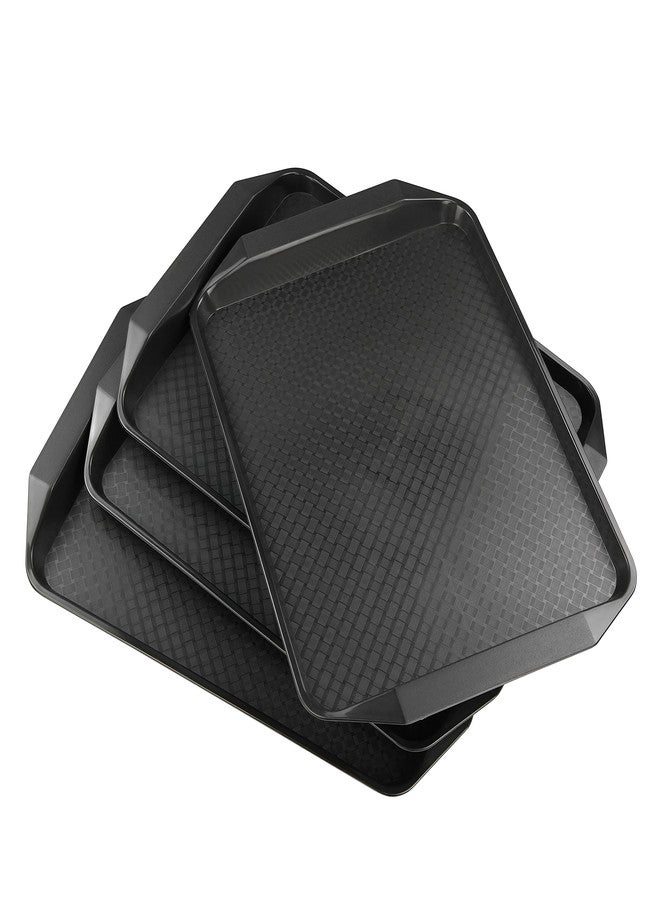 Vababa Black Plastic Fast Food Serving Trays, 4-Pack, 16.8-INCH x 12-INCH - Image 1