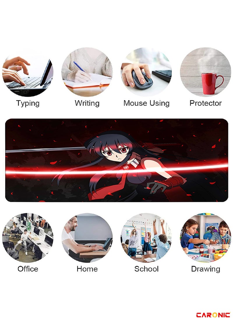 CARONIC Large Gaming Mouse Pad with Superior Micro Weave Cloth Extended Desk Mousepad with Stitched Edges Non-Slip Base Water Resist Keyboard Pad For Gamer And Office Home Carl M1383  - Image 2