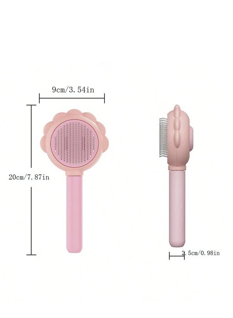 Generic Flower Shape Pet Massage Spray Brush, Stainless Steel Pointed, Soft and Comfortable Handle, for Removing Shedding Hair  - Image 2