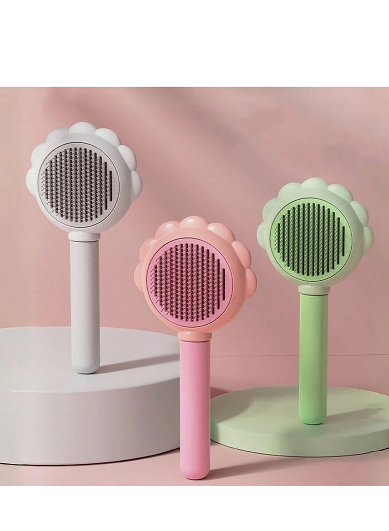 Generic Flower Shape Pet Massage Spray Brush, Stainless Steel Pointed, Soft and Comfortable Handle, for Removing Shedding Hair  - Image 3