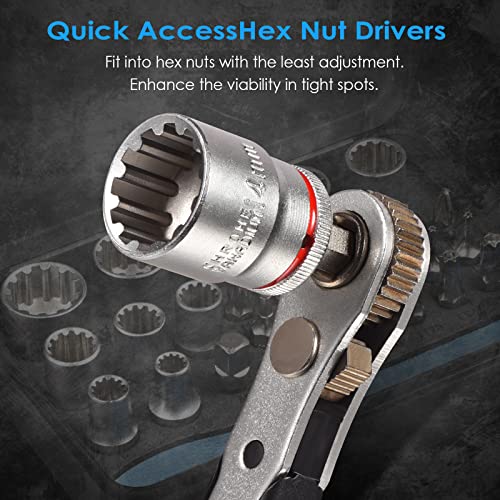 GreaTalent 30in1 S2 Steel Mini Ratchet Wrench Screwdriver Bit Set with Universal Sockets, 36-Teeth Gear, Magnetic Bit Holder, 90 Degree Drive Handle - Image 3