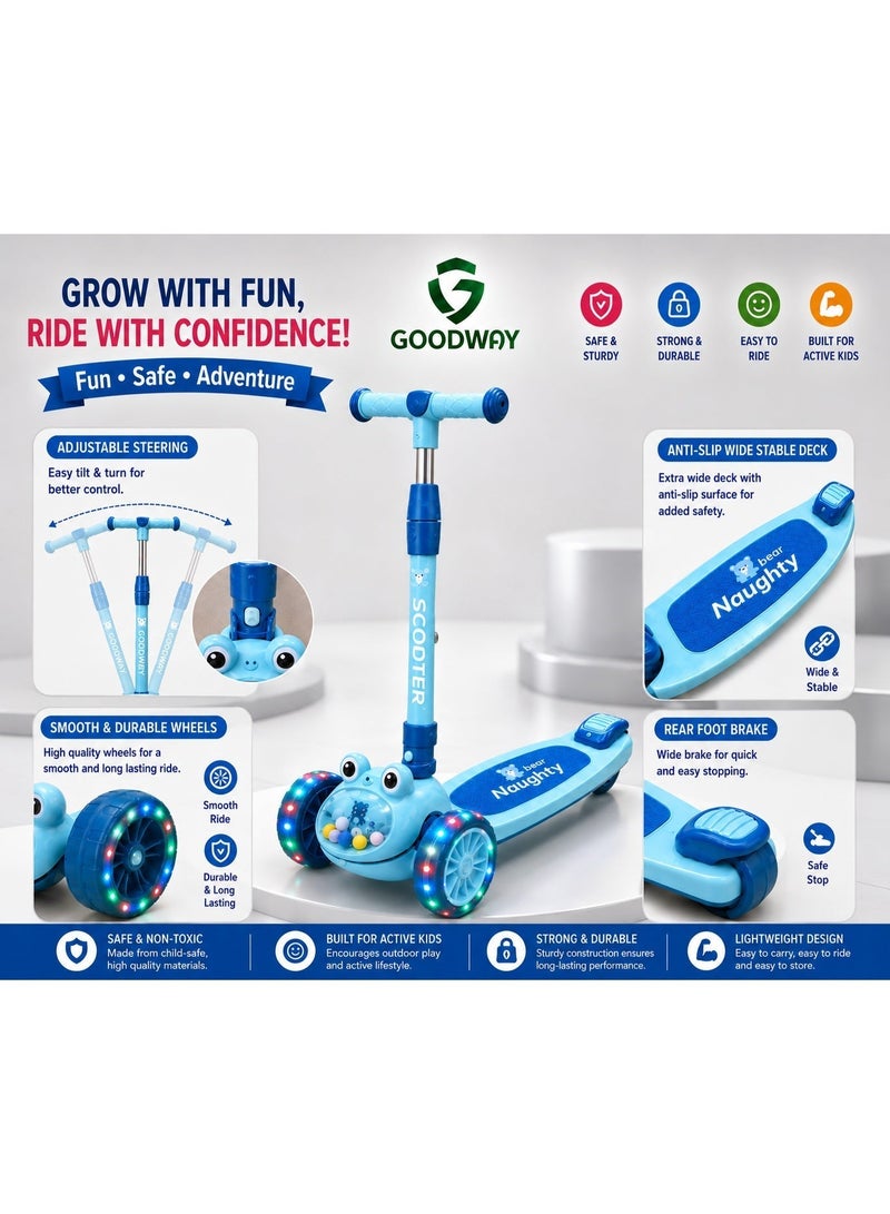 جوود واي Goodway- سكوتر للأطفال مزود بمصابيح LED و4 ارتفاعات قابلة للتعديل - Image 4