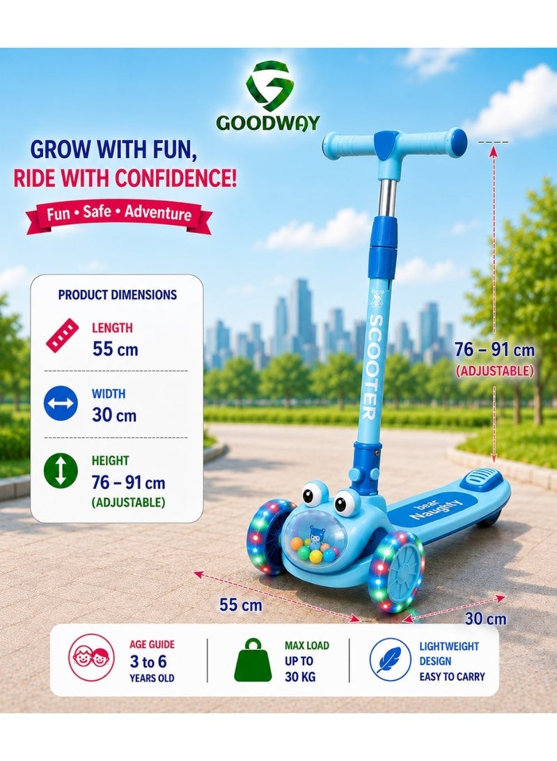جوود واي Goodway- سكوتر للأطفال مزود بمصابيح LED و4 ارتفاعات قابلة للتعديل - Image 3