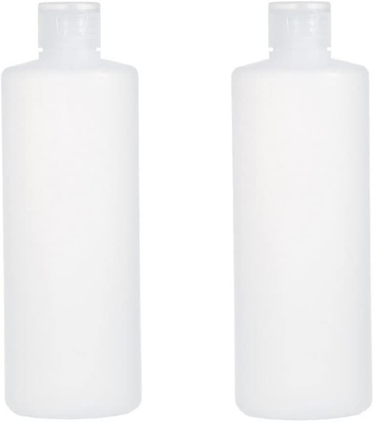 2Pcs White Plastic Empty Squeezable Bottles with Flip Cover for Shampoo Shower Gel (400ml/13.5oz)