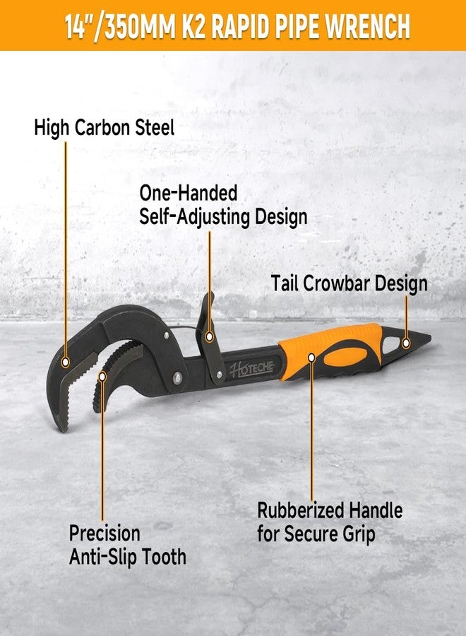 Hoteche 14-Inch Adjustable Quick Pipe Wrench Multi-fucntion Self-adjusting Plumbing Spanner 1.1"-2.5"/27mm-63mm - Image 3