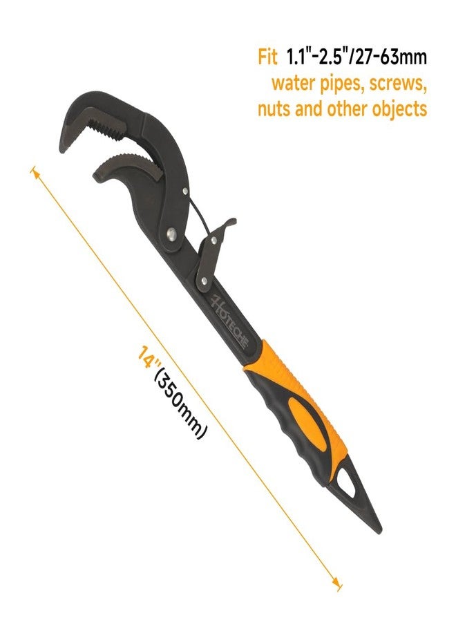 Hoteche 14-Inch Adjustable Quick Pipe Wrench Multi-fucntion Self-adjusting Plumbing Spanner 1.1"-2.5"/27mm-63mm - Image 2