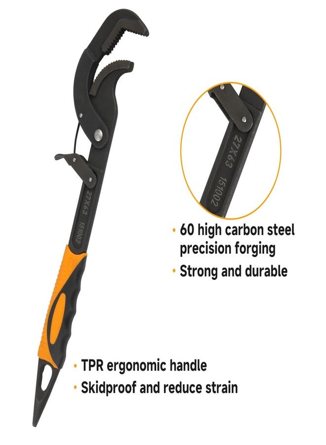 Hoteche 14-Inch Adjustable Quick Pipe Wrench Multi-fucntion Self-adjusting Plumbing Spanner 1.1"-2.5"/27mm-63mm - Image 4