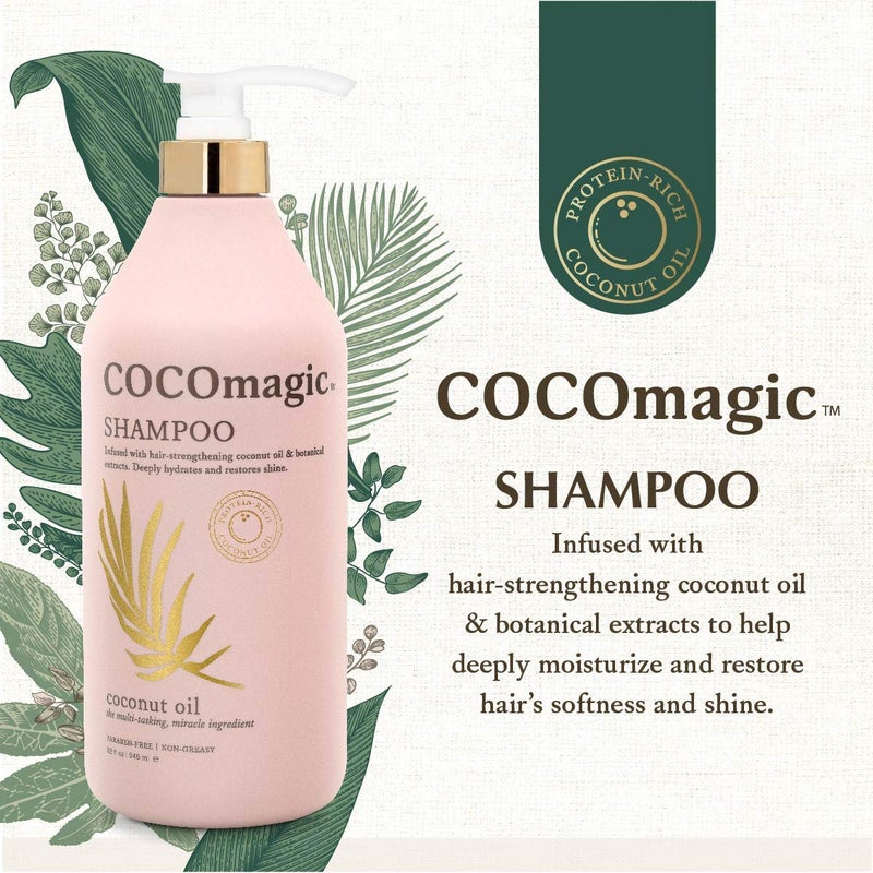 CocoMagic Nourishing Shampoo | Coconut Oil and Botanical Extracts | Strengthen, Restore Softness and Shine | Paraben Free, Cruelty Free, Made in USA (32 oz) - Image 2