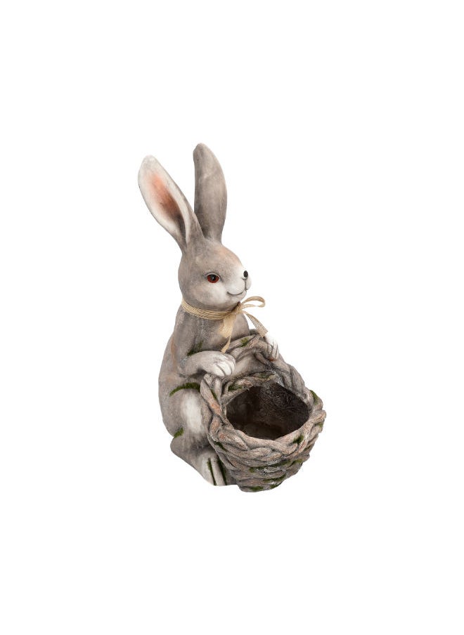 Generic - Rabbit With Rattan Basket 32x26.5x24.5 Cm - Image 1