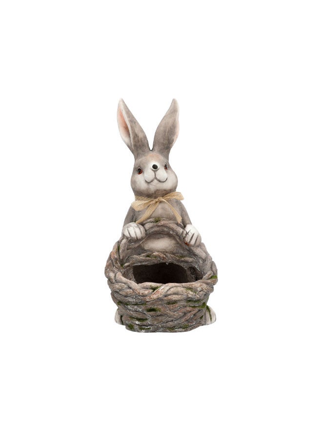 Generic - Rabbit With Rattan Basket 32x26.5x24.5 Cm - Image 1