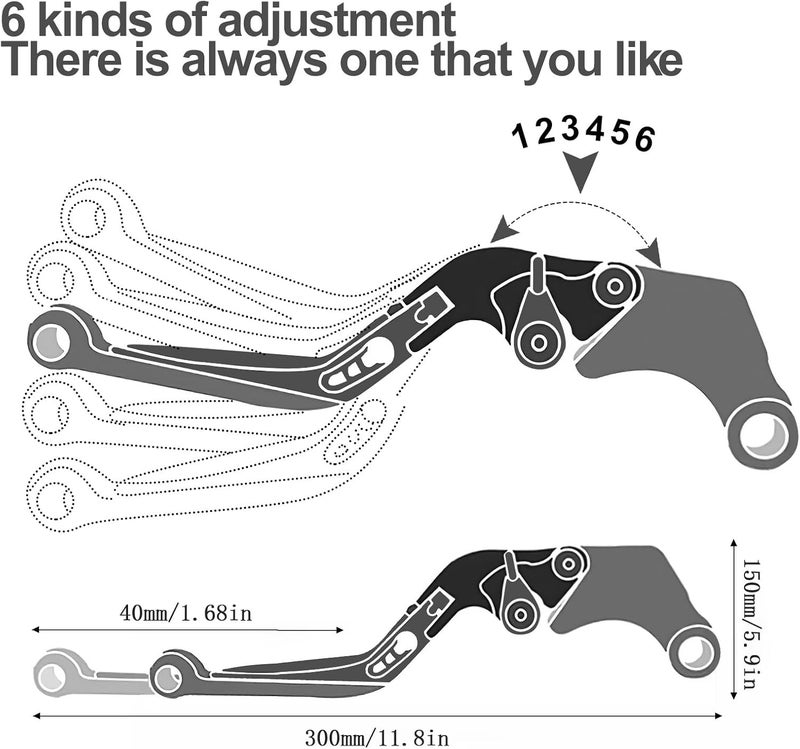 XIDAODIT Motorcycle Folding Extendable Adjustable Clutch Brake Levers for GSXR750 GSXR600 GSX-R K1 K2 K3 K4 K5 K6 K7 K8 K9 K10 (Black) - Image 5