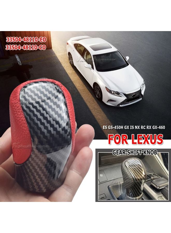 Red Carbon Fiber Automatic Transmission Shift Knob Compatible with Lexus ES GS IS NX RC Models - Image 1
