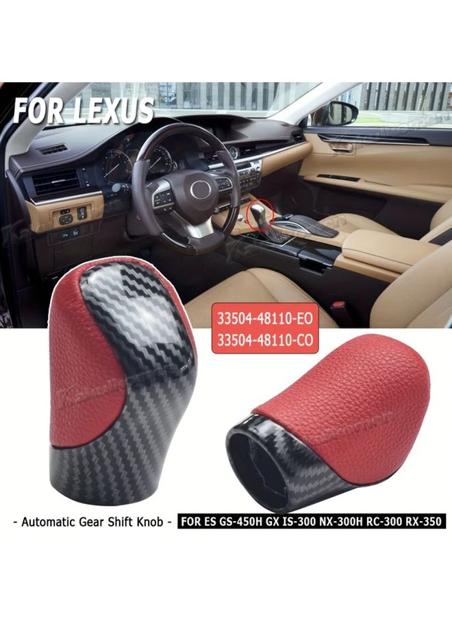 Red Carbon Fiber Automatic Transmission Shift Knob Compatible with Lexus ES GS IS NX RC Models - Image 3