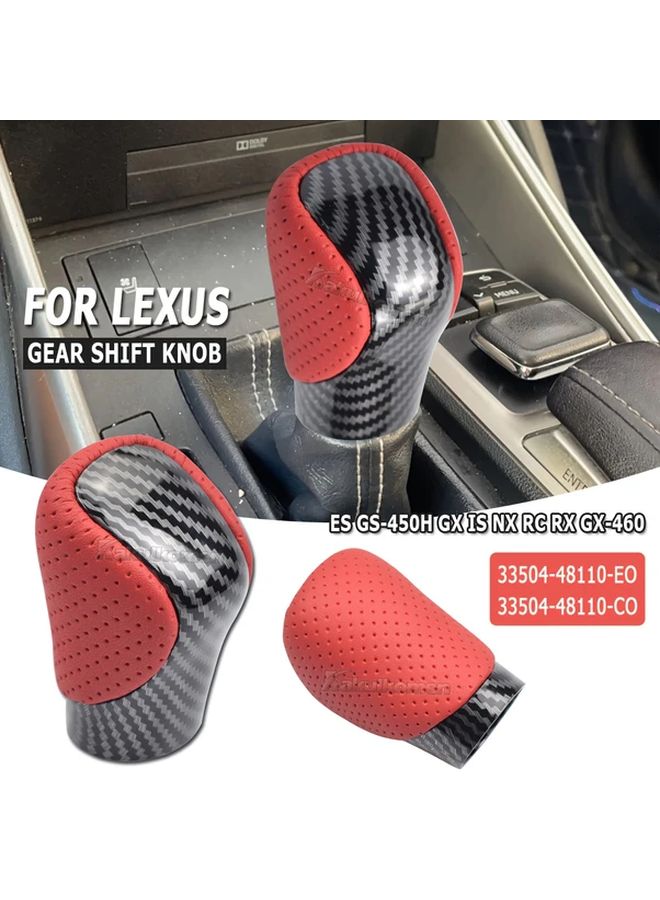 Red Carbon Fiber Automatic Transmission Shift Knob Compatible with Lexus ES GS IS NX RC Models - Image 5