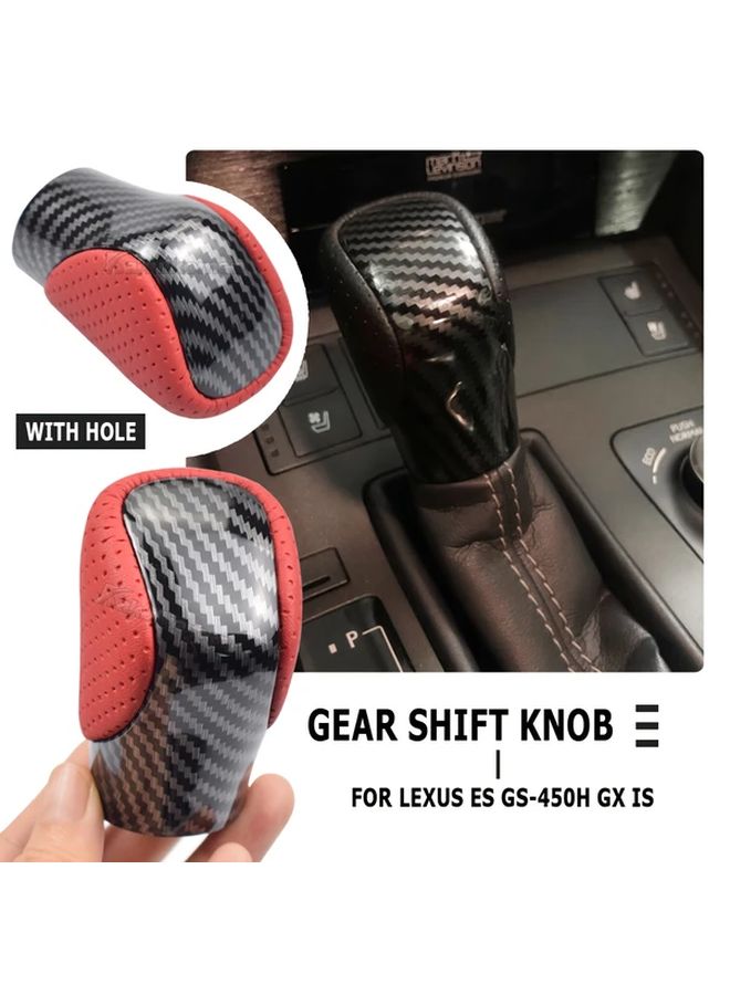 Red Carbon Fiber Automatic Transmission Shift Knob Compatible with Lexus ES GS IS NX RC Models - Image 4