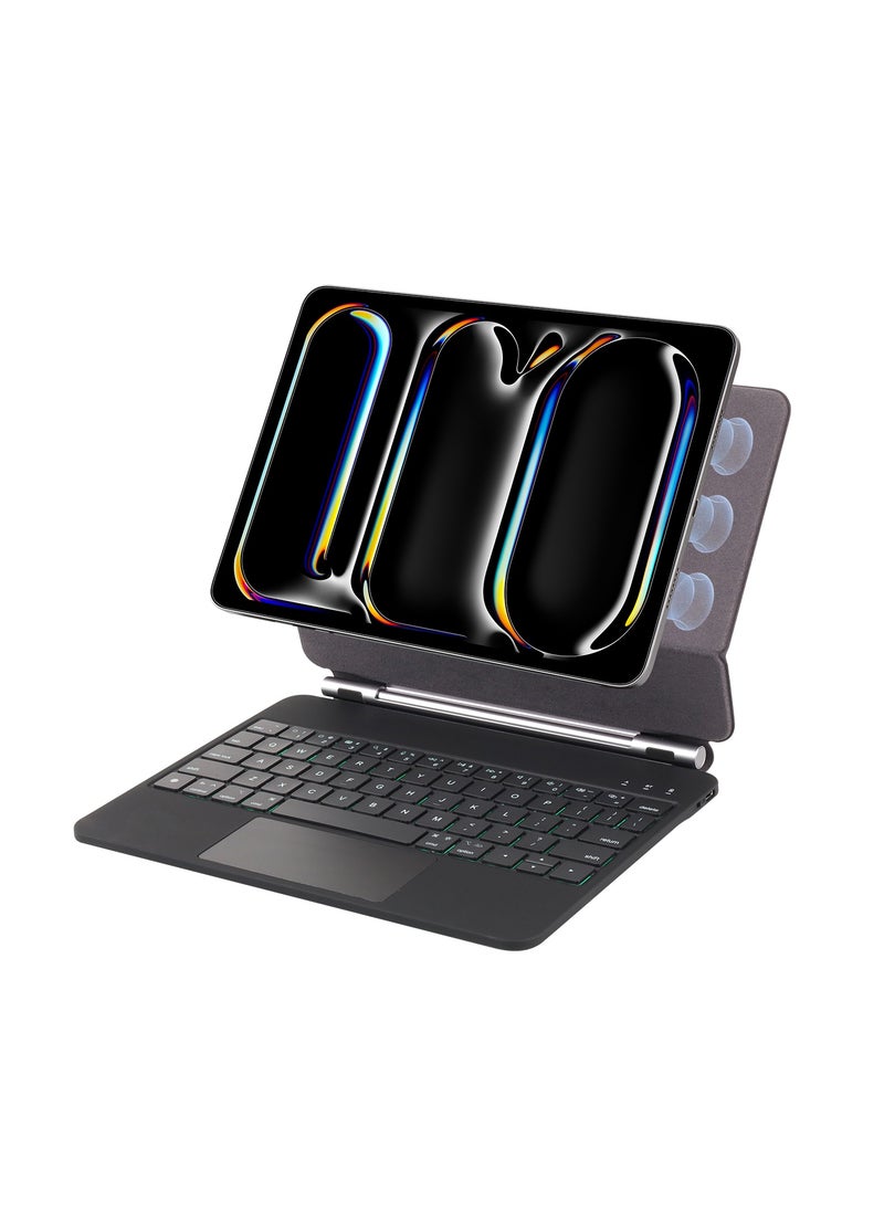 GREEN LION - Magic Keyboard Case for iPad Pro 11” / Scissor Holder / Pencil Holder / Backlit Function / High Sensitivity Touchpad / 10m Operating Distance / Foldable and Portable / 360-Degree Rotation - Black - Image 1