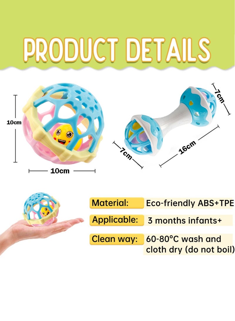 Baby Rattles, 2Pcs Baby Toys Shaker Grab Spin Set, Sensory Educational Newborn Gift, for Infant Boys Girls  - Image 2