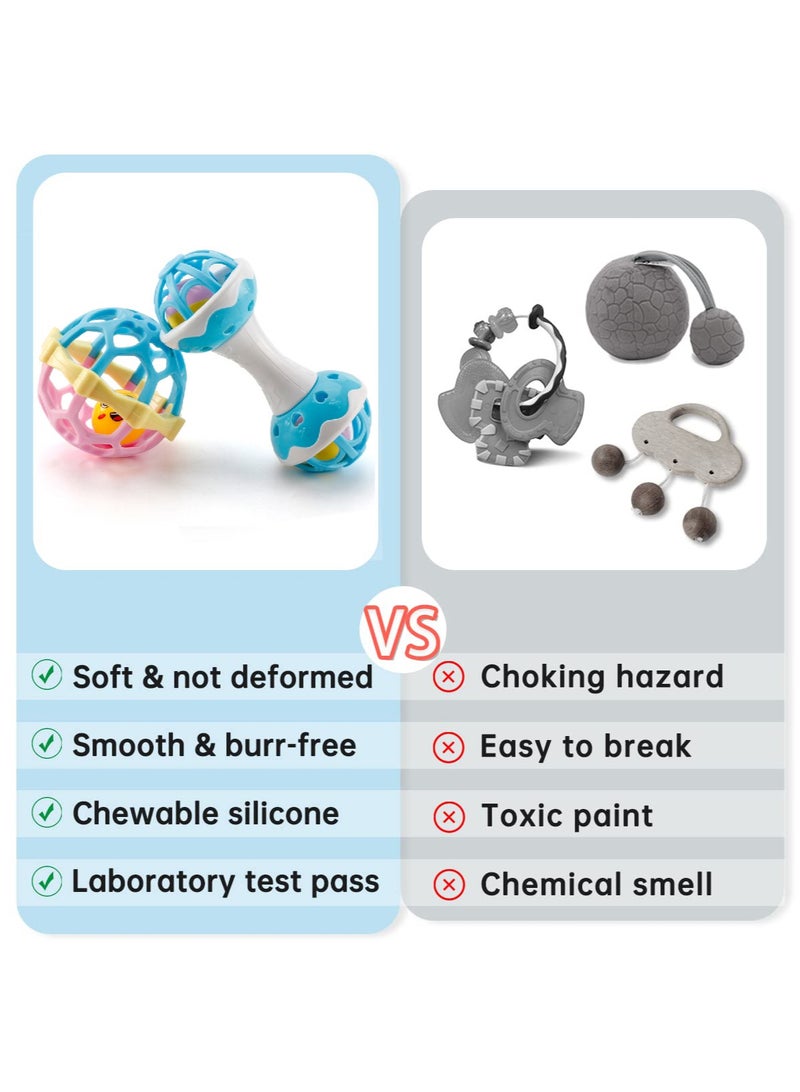 Baby Rattles, 2Pcs Baby Toys Shaker Grab Spin Set, Sensory Educational Newborn Gift, for Infant Boys Girls  - Image 4