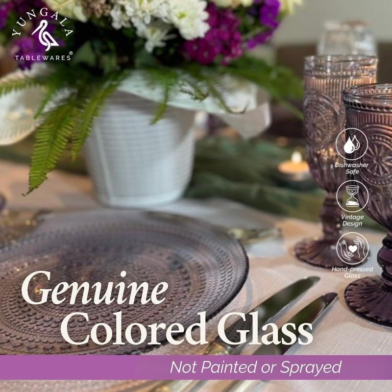 Yungala Purple Hobnail Glass Plates  Vintage Purple Glass Dinner Plates for Elegant Table Settings  Set of 4 - Image 5