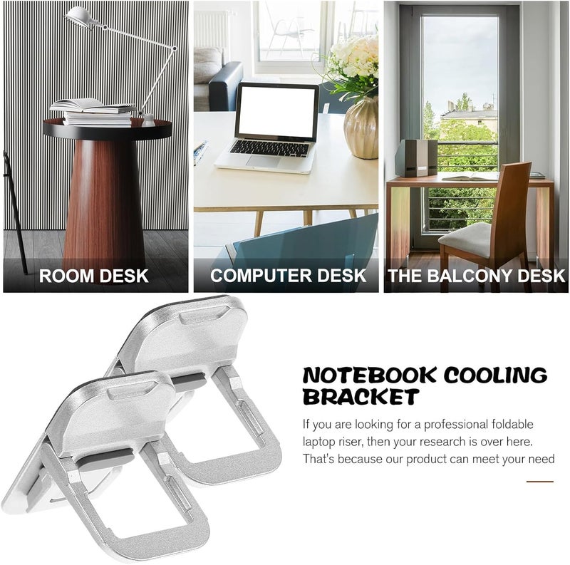2pcs Foldable Laptop Stand Portable Notebook Holder Stand with Airflow Cooling for Desktop Use Adjustable Height Ergonomic Laptop Riser Compatible with MacBook and Other - Image 3