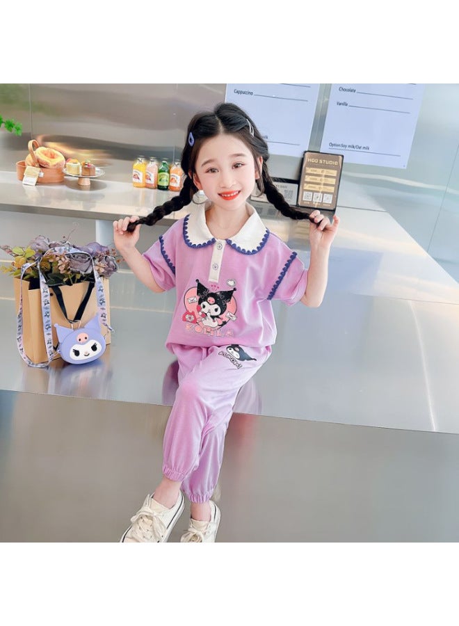 Girls' Sports Suit Summer New Style Fashionable Cartoon Two-piece Set For Little Girls