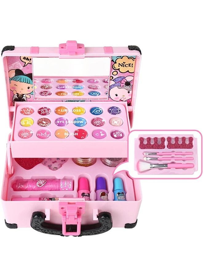 YelaJoy Makeup Set, Non-toxic Kids Makeup Set for Girls, Washable Kids Makeup Set with Mirror, Laptop Design, Little Girls Play Makeup, Toddler Makeup Set, Kids Makeup Set  - Image 3