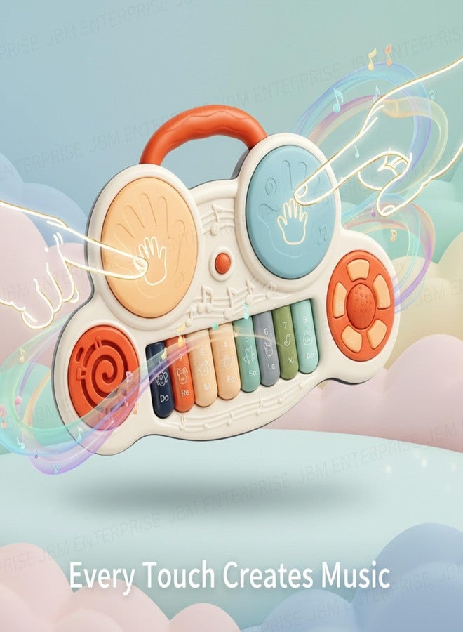 JBM ENTERPRISE Musical Piano Drum Toy for Kids with Lights & Animal Sounds | 8-Key Baby Piano Keyboard with Drum Pads | Early Education Learning Musical Instrument for Toddlers Boys Girls Birthday Gift - Image 3