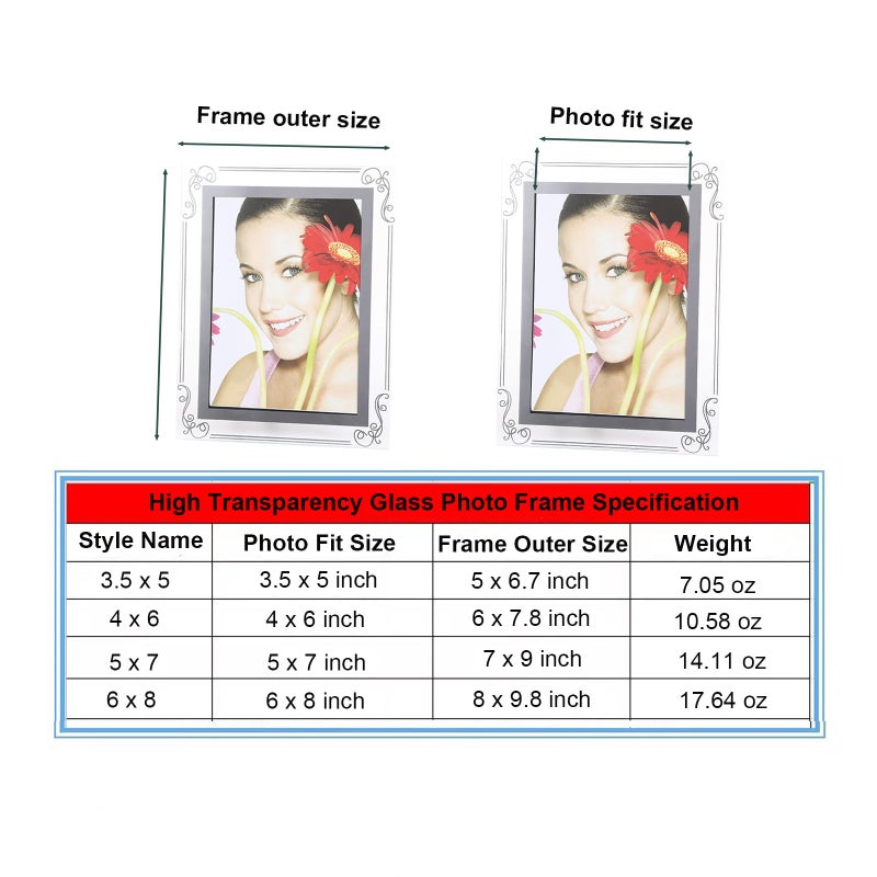 TYSSELY Glass Photo Frames Picture Frame 5x7 High Definition Silver Vertical and Horizontal for Table Desk Shelf Office House Decoration Gifts - Image 2