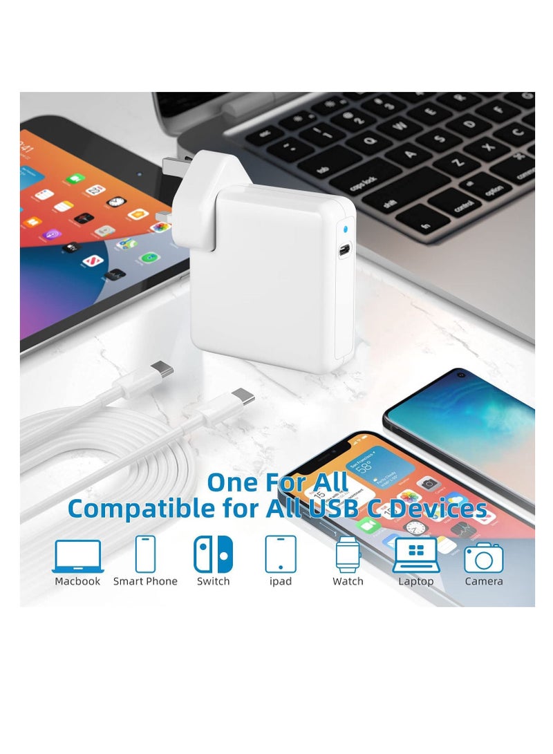 إن تك شاحن MacBook Pro بديل من Ntech 96 وات شاحن USB C محول طاقة متوافق مع MacBook Pro 13 14 15 16 بوصة Mac-Book Air 2018 2019 2020 13 بوصة iPad / Pro جديد 12.9 / 11 بوصة مضمن من USB C إلى C - Image 5