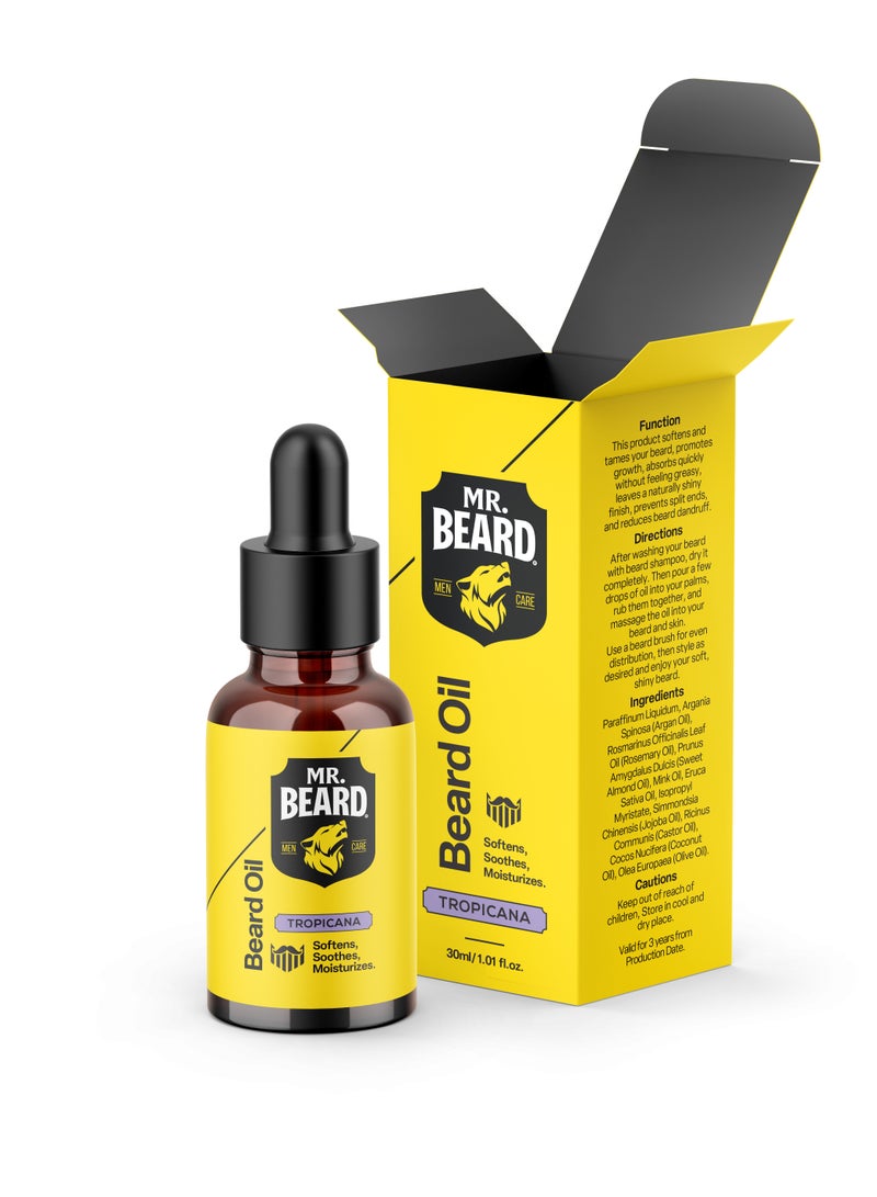 Mr.Beard Bundle – Tropicana Beard Oil (30ml) + Beard Brush - Image 2