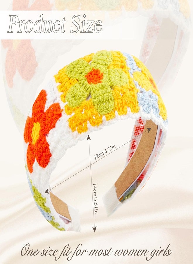 Vovii Crochet Headband for Women, Knitted Hippie Head Bands Scarf for Women 70s Hair Accessories (Red, Green, Yellow, Blue) - Image 2