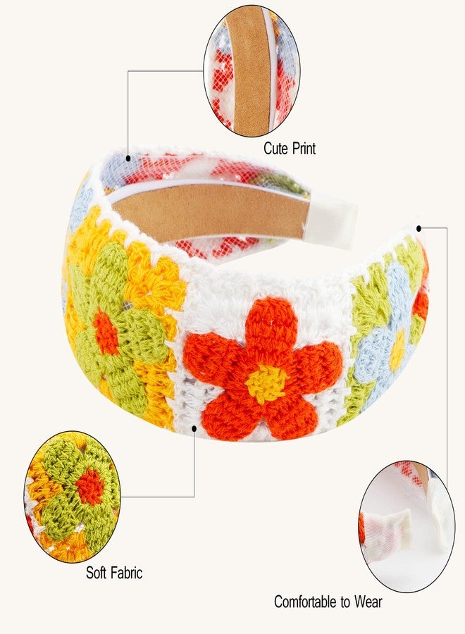 Vovii Crochet Headband for Women, Knitted Hippie Head Bands Scarf for Women 70s Hair Accessories (Red, Green, Yellow, Blue) - Image 3