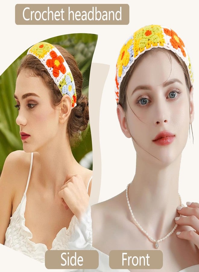 Vovii Crochet Headband for Women, Knitted Hippie Head Bands Scarf for Women 70s Hair Accessories (Red, Green, Yellow, Blue) - Image 4