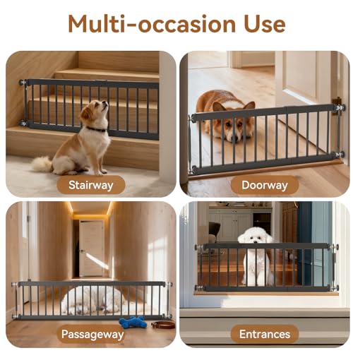 KODYRU Short Dog Gate,18"-45" Adjustable Extra Wide Metal Dog Gate to Step Over, 10" Tall Small Pet Gate with 3 Extension Kits for Doorway、Stair. - Image 5