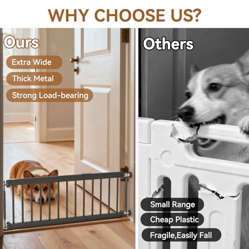 KODYRU Short Dog Gate,18"-45" Adjustable Extra Wide Metal Dog Gate to Step Over, 10" Tall Small Pet Gate with 3 Extension Kits for Doorway、Stair. - Image 4