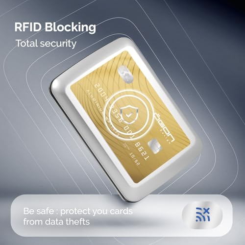 ÖGON -DESIGNS- أوجون -تصاميم- حافظة بطاقات من الألمنيوم مع قفل معدني، حماية RFID ضد الاحتيال وإلغاء المغنطة، محفظة مدمجة، نموذج سمارت كيس أوسلو - Image 5
