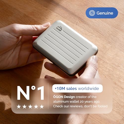 ÖGON -DESIGNS- أوجون -تصاميم- حافظة بطاقات من الألمنيوم مع قفل معدني، حماية RFID ضد الاحتيال وإلغاء المغنطة، محفظة مدمجة، نموذج سمارت كيس أوسلو - Image 3